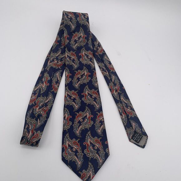 Vintage Christian Dior Monsieur Tie/Necktie Paisley 100% Silk Blue, Italy - Picture 6 of 6